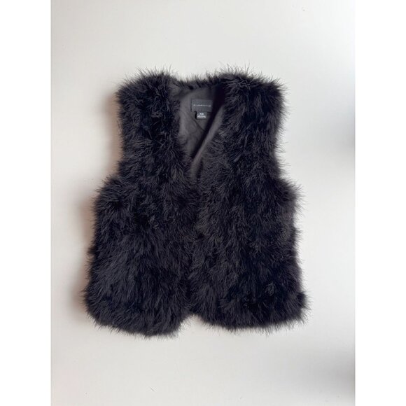 CLUB MONACO Violet Soot Black Genuine Feather Fur Vest, Size M - Picture 8 of 15